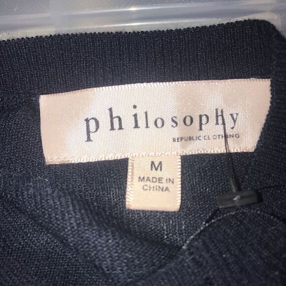 NEW! Philosophy Crew Neck Navy Tunic Sweater- Size Medium - Picture 8 of 10
